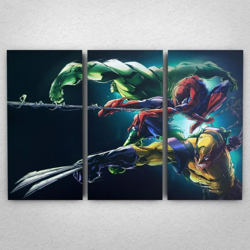 Cuadro de Hulk, Spider Man y Wolverine – 01