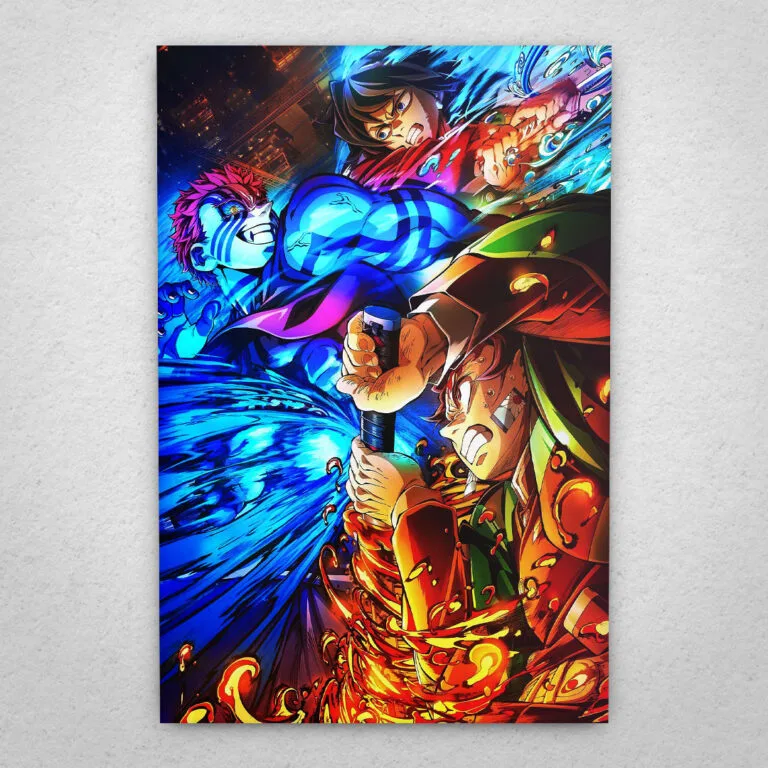 Cuadro de Demon Slayer - El Castillo Infinito 1 - Tanjiro y Giyu vs Akaza